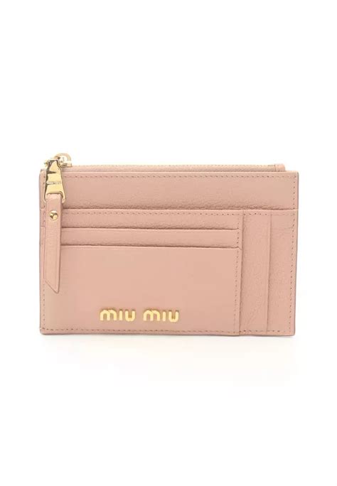 Madras leather coin purse Pink 